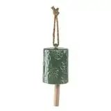Outdoor 18"H Minstra Green Ceramic Bell Wind Chime, 1.72 lb weight