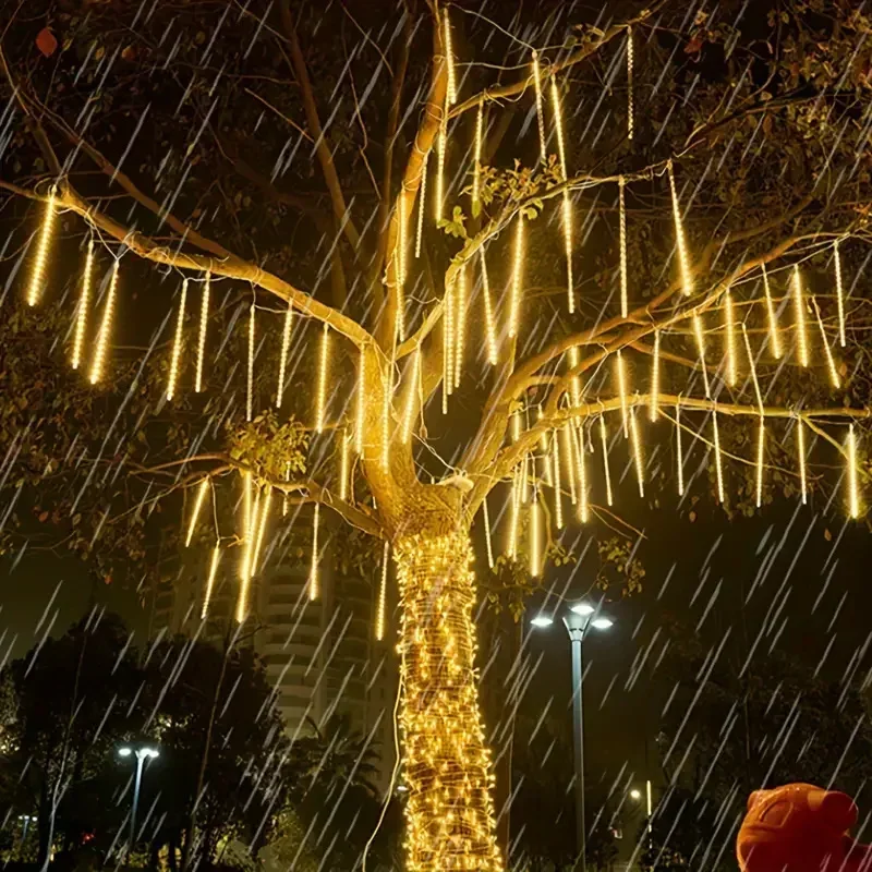Description Picture 5 of itemOutdoor Wedding Street Garden Decor 32/24/16/8 Tubes LED Meteor Shower Fairy String Garland Lights Christmas Decorations Navidad