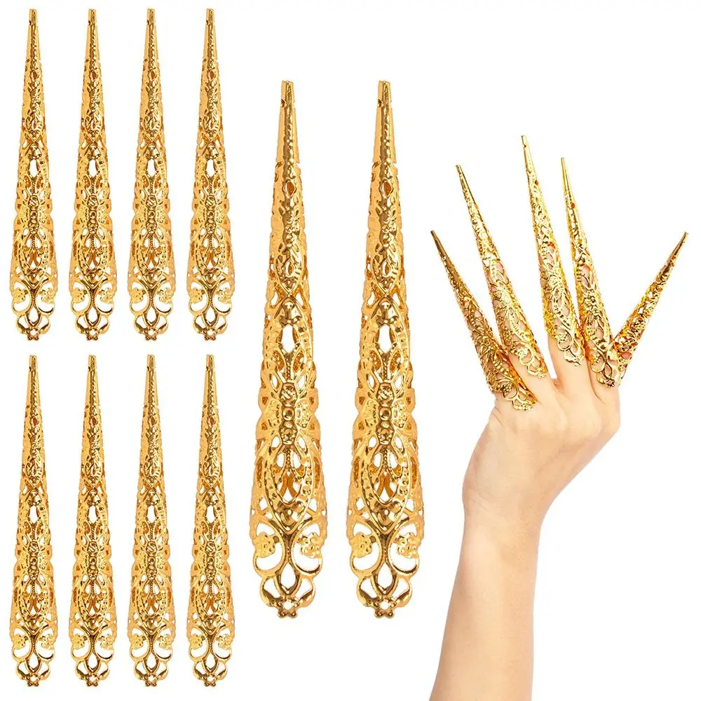 10Pcs Indian Thai Dance Dance Prop Belly Dance Dance False Nail Finger Jewelry False Nail Finger Nail Tip