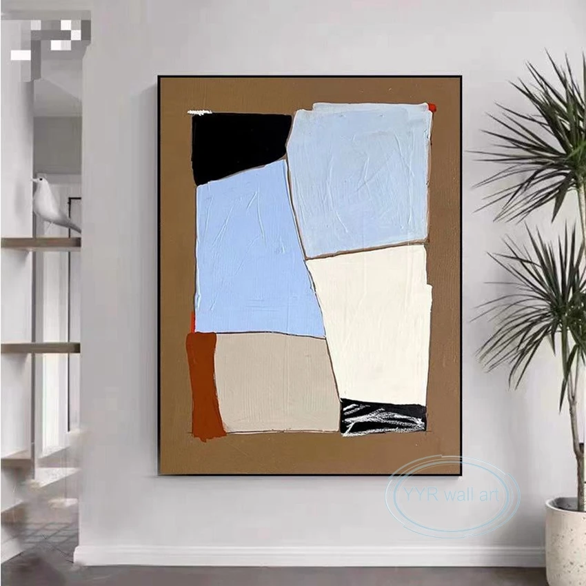 

Postmodern Handmade Oil Painting Acrylic Canvas Art Picture Abstract Color Block Texture Decor Poster Living Room Bedroom Mural