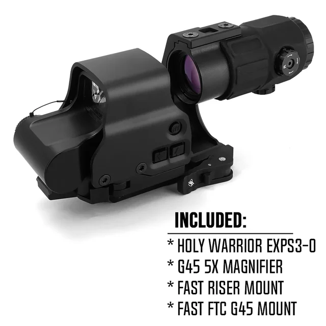 Holy Warrior EXPS3-0 Red Dot Sight with G45 5X Magnifier with Fast