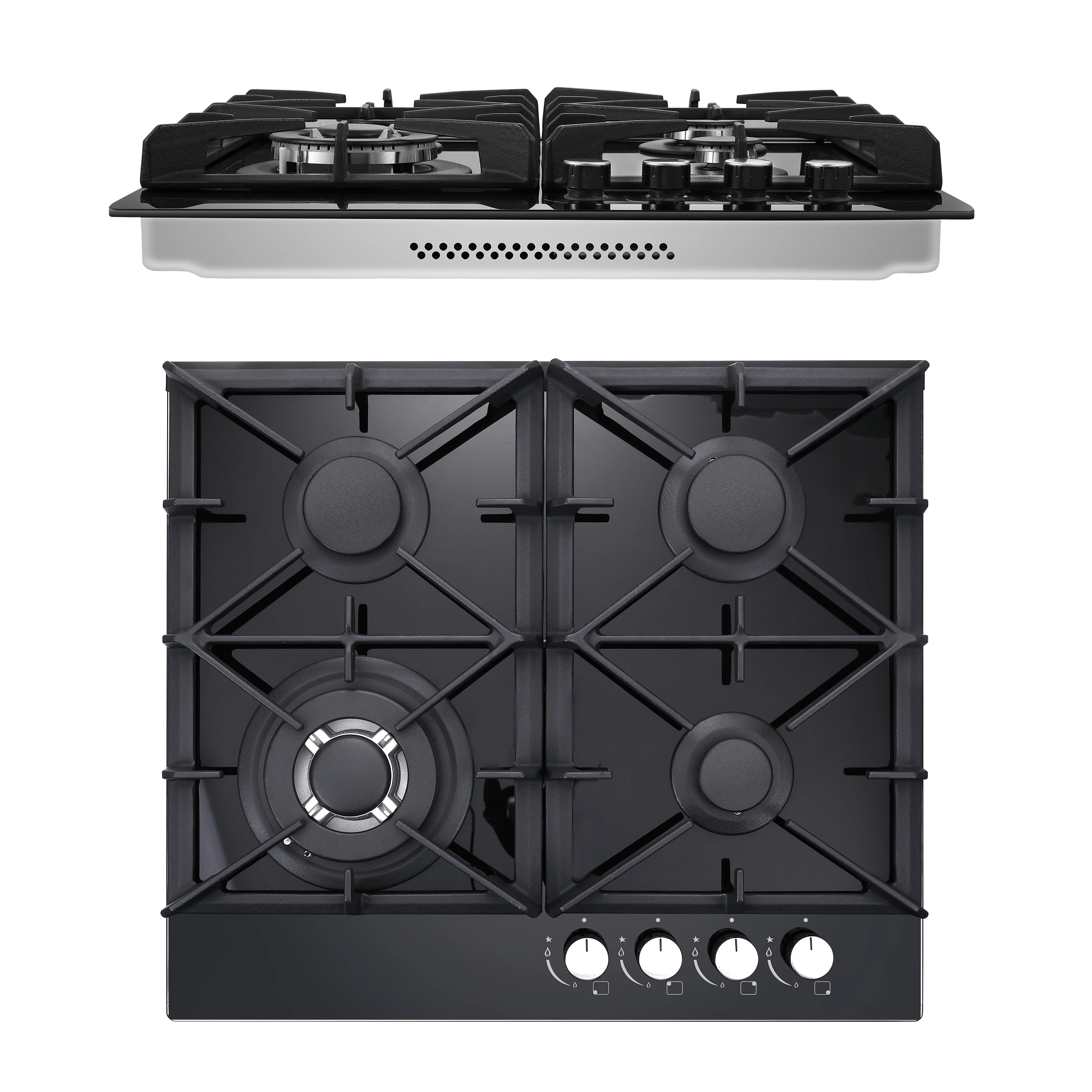 Tieasy 24 inch 4 Burner Tempered Glass with Thermocouple Protection Automatic Cleaning Child Lock Gas Cooktop GC003-244G
