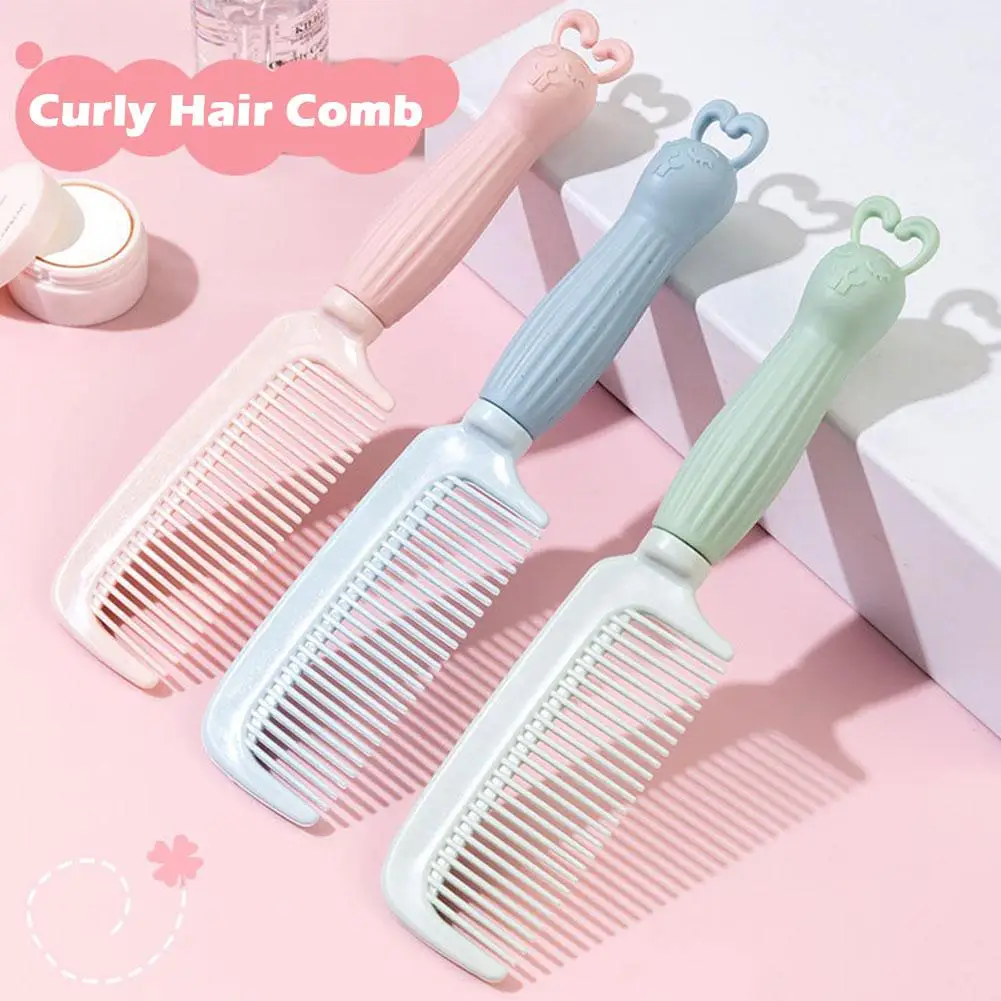 

Long handled cartoon comb cute rabbit massage scalp anti-static plastic hair comb for adults and children V2C6