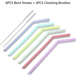 Eco - Friendly Silicone Straw Set with Cleaning Brushes - Flexible and Portable (8pcs - L)