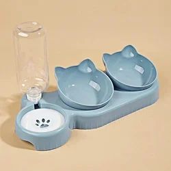 Ergonomic 3-in-1 Pet Bowl Set with Water Feeder and Gravity Water Bottle - XXL (Blue)