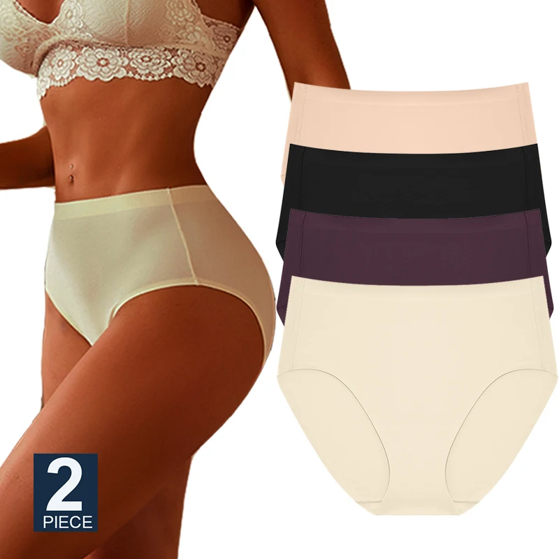 

FINETOO 2PCS/Set Seamless High Waist Panties Tummy Control Body Shaper Women's Abdomen Hip Lift Briefs Lingerie Plus Size Pantys