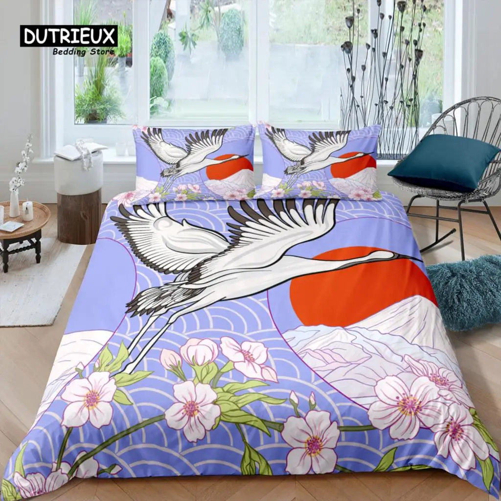 

Home Living Luxury 3D Japanese Crane Bedding Set Flower Duvet Cover Pillowcase Queen and King EU/US/AU/UK Size Comforter Bedding