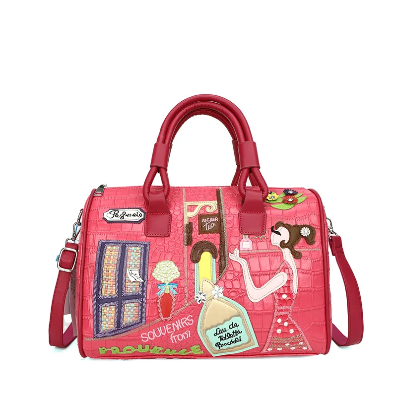 High Quality Boston Bag Fashion Embroidered Shoulder Bags