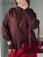 Winter Clothes Brown Sweaters Women Oversize Turtleneck Warm Pullovers Thick Sweaters For Women Oversized Sweater White Jumpers - Image 4