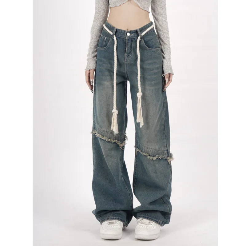 

Women's Pants Korean Fashion Vintage Jeans Woman High Waist Denim Female Clothing Y2k Straight Leg Jeans Streetwear Clothes Blue