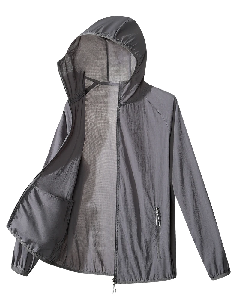 Neue Sommer-Camping-Wasserdichte Jacke für Männer und Frauen Sonnenschutzkleidung Eisseide mit Kapuze Schnelltrocknende Outdoor Anti-UV-Hautjacke – Detail 11