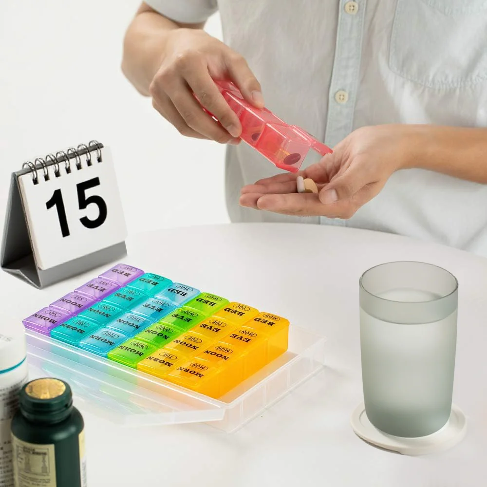 Extra Large 7-Day Pill Organizer with Detachable Moisture-Proof Compartments