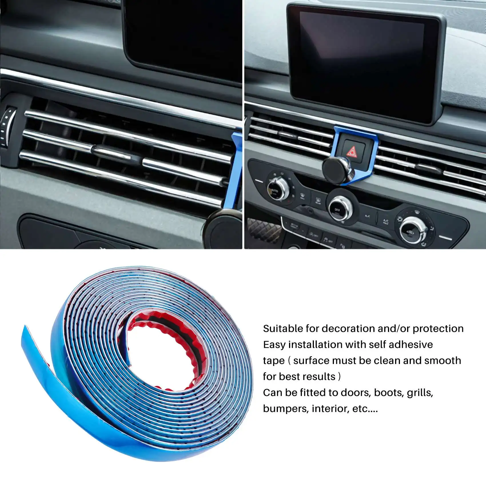 

20mm 5m Chrome Car Styling Moulding Strip Trim Self Adhesive Crash Protector Van