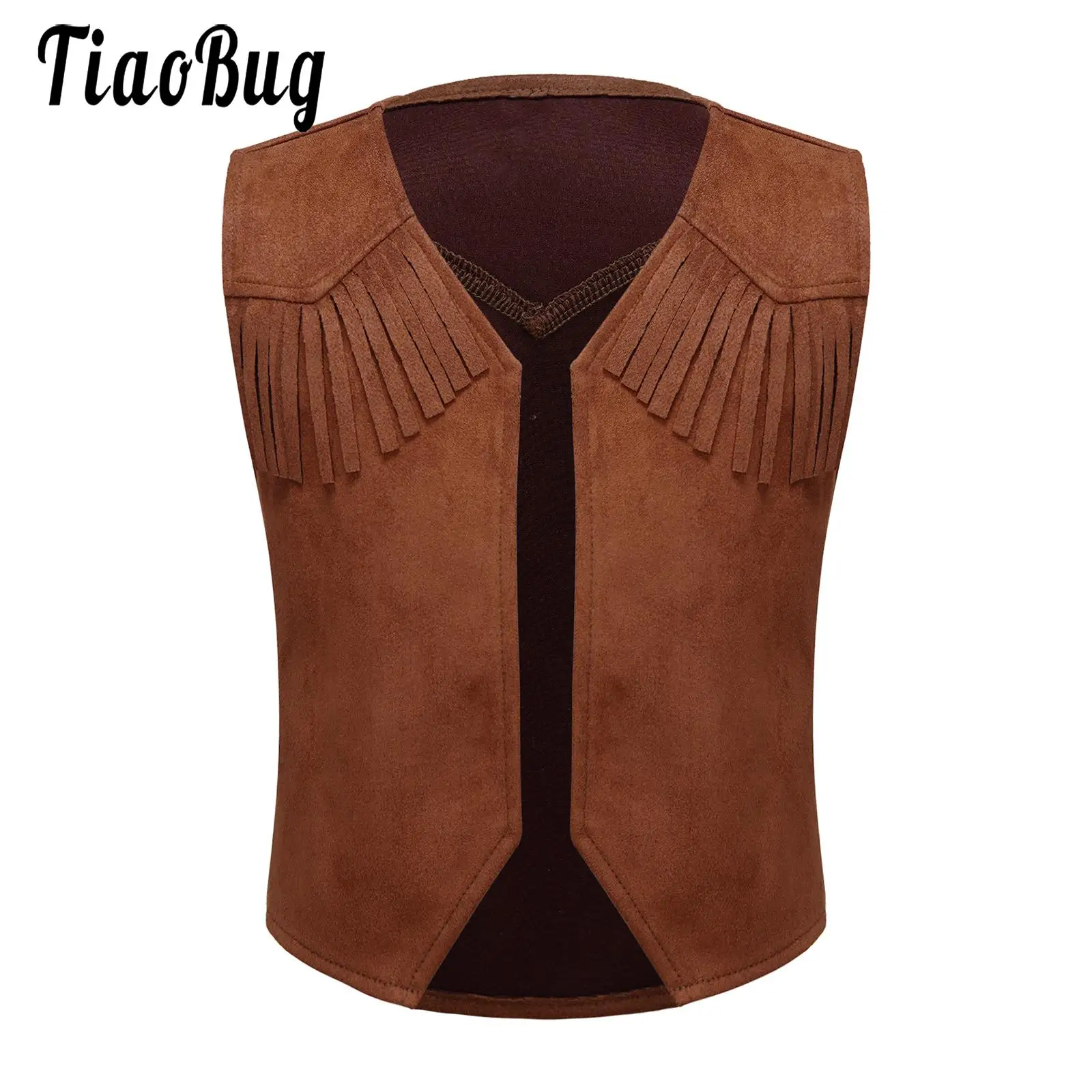 gilet a frange marron