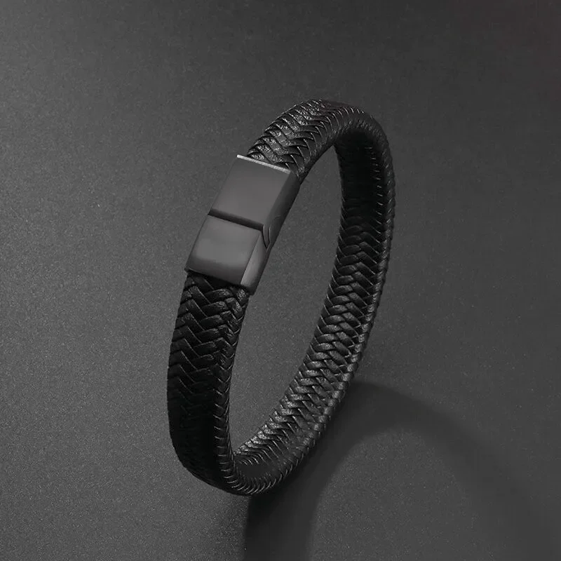 Classic Hand Braided Single Layer Leather Bracelet with Metal Magnetic Clasp for Men Personality Charm Party Jewelry Gifts leather bracelet leather magnetic bracelet leather bangle