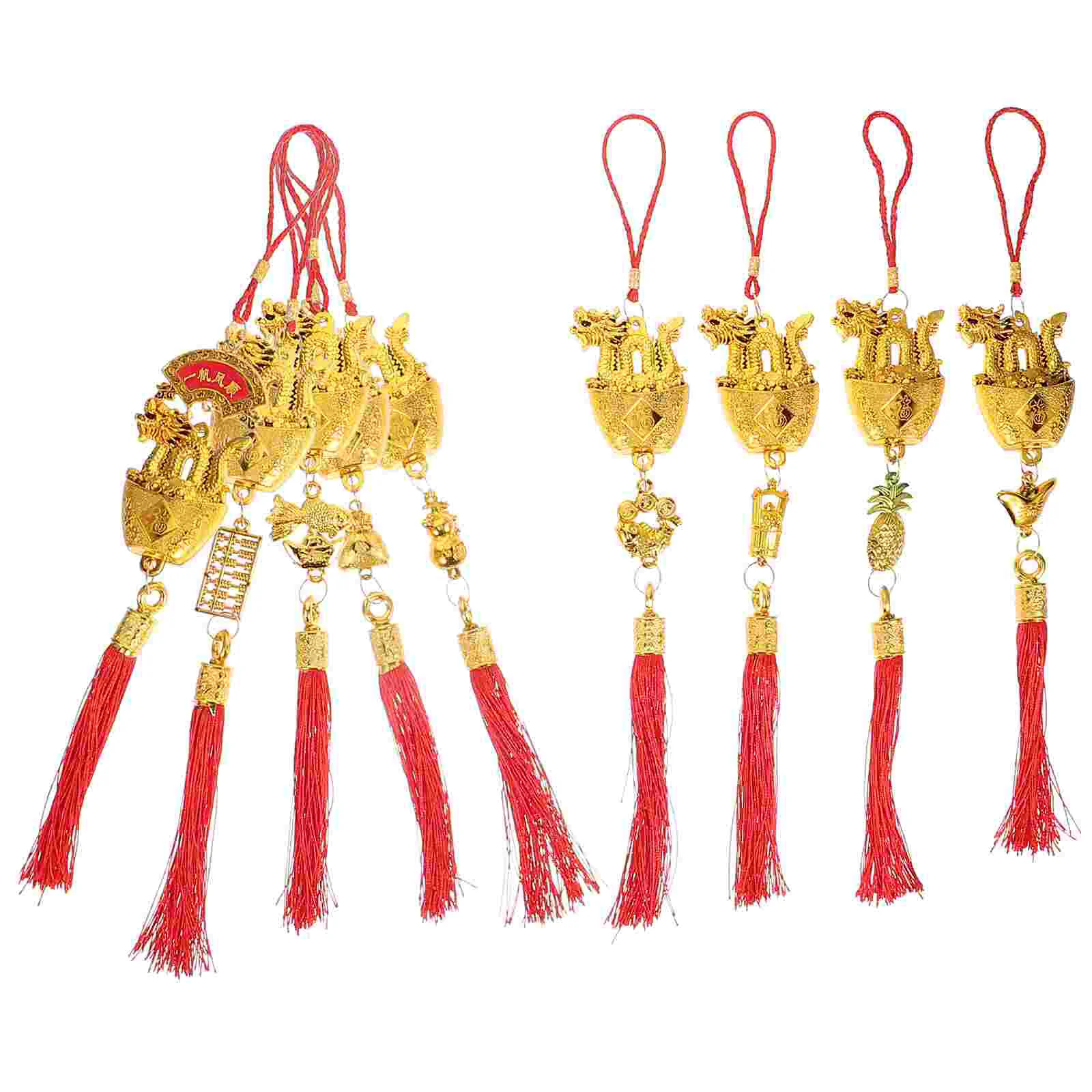

Chinese Zodiac Dragon Lucky Charm Feng Shui Ancient Coins Red String Mascot Fortune Car Hanging Decor Wealth Success Prosperity