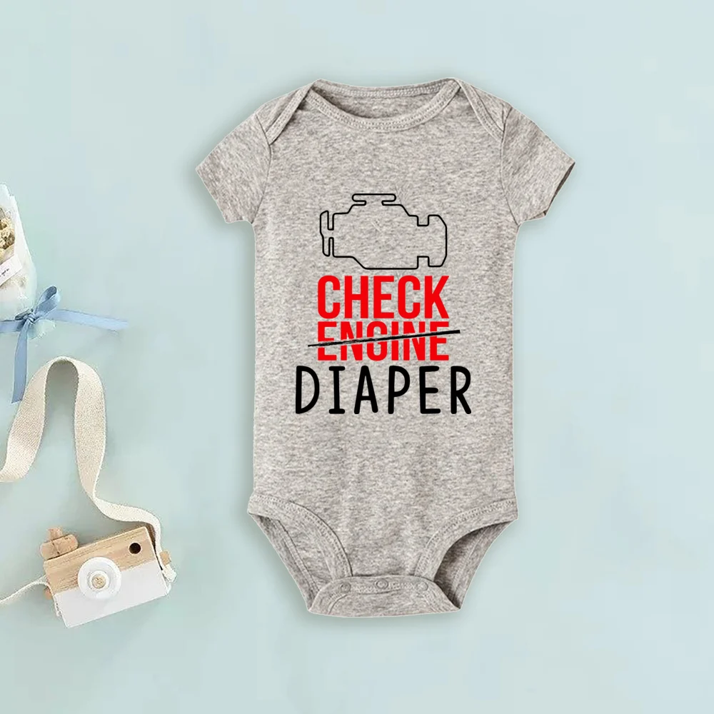 Lustige Poopy Windel Baby Strampler Check Engine Baby Body Niedliche Mechaniker Säuglingsbodys Jungen Mädchen Kleidung Neugeborenes Geschenk – Detail 18