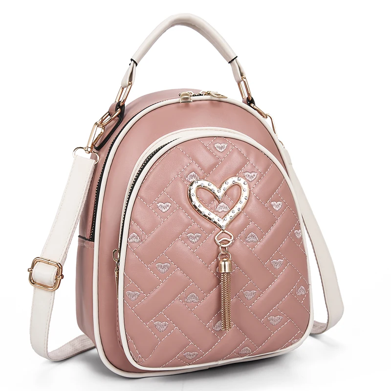 2022 Female Leather Backpack Fashion Bagpack Luxury Shoulder Back Bag Preppy Style Backpacks for Girls Cute Bookbag Rucksack