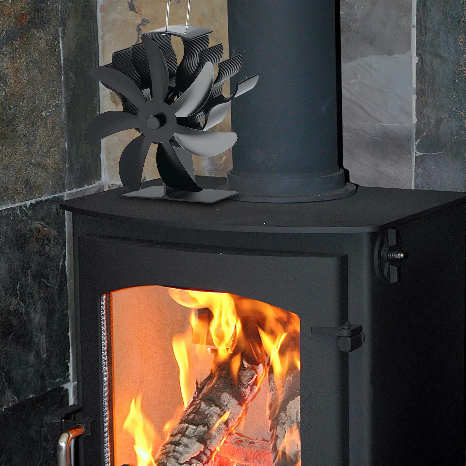 7 Blades Heat Powered Fireplace Fan Quiet Safe Burning Stove Fan Efficient Heat Distribution for Home Firewood Log Wood Burner fireplace fan