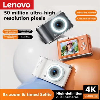 Lenovo Fotocamera Digitale 4K HD Autofocus Zoom 8x Fotocamere 50MP Portatili con Flash per Ragazzi Ragazze Studenti Regali Anti-Shake