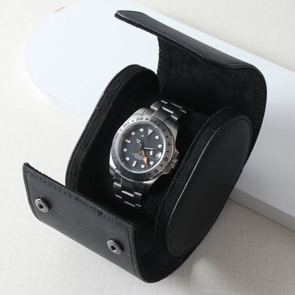 Black Brown Leather Material 1 slot Watch Box High Quality Luxury Watch Packaging Box Gift Packaging
