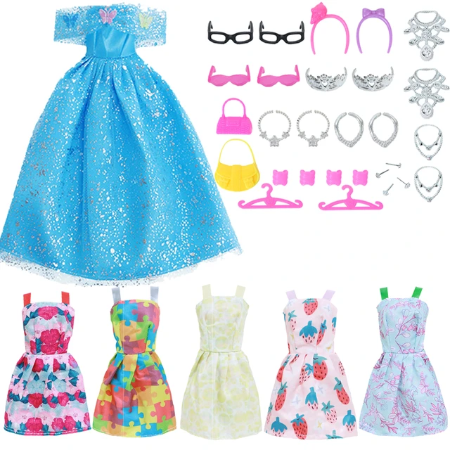 Kit Atacado 5 Vestidos De Princesa Para Boneca Barbie