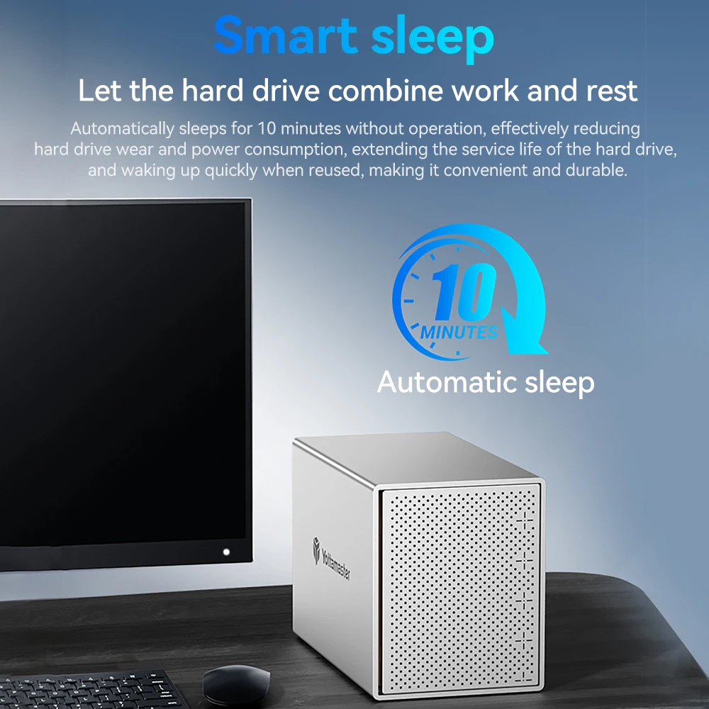 요타마스터 올알루미늄 100TB MAX 80mm 부스터 팬 USB 타입 C 외장 하드 드라이브 케이스 (2.5인치, 3.5인치 SATA HDD/SSD 저장용)