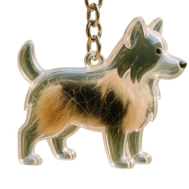 thumbnail image 2 of Qcbuegof] Clear Pet Hair Memorial Key Cake Pendant Charm Dog 2 of 11