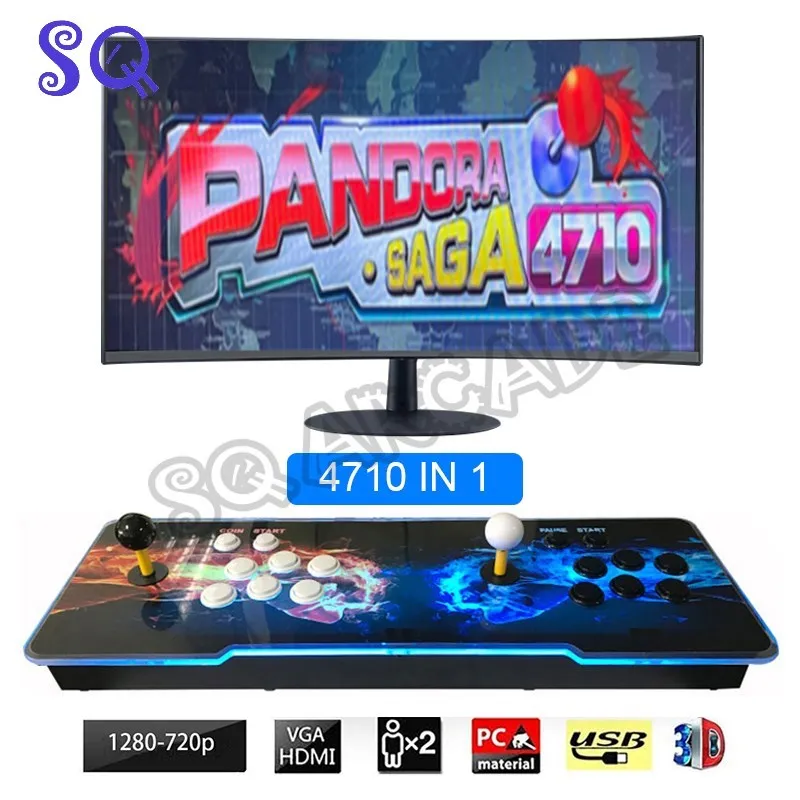 Pandora Saga Box 4710 Retro Arcade Video Game Console High Score Save 4Players Joystick Buttons VGA HDMI Output Arcade Machine