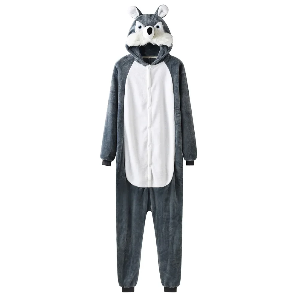 

Wolf Onesie For Men Animal Pajama Direwolf Kigurumis Winter Warm Soft Flannel Jumpsuit Adult Unisex Christmas Outfit