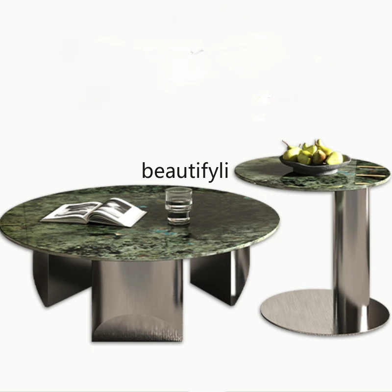 

Marble Coffee Table Living Room Home Light Luxury Modern Minimalist round Italian Minimalist