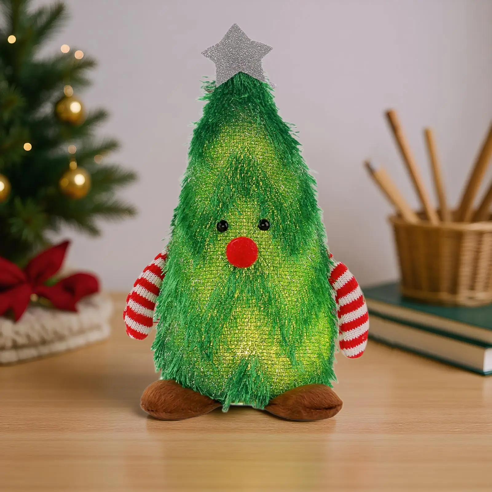 Lighted Christmas Dolls Soft Christmas Doll Light Up Figurines Tabletop Ornaments Illuminated Decoration For Festive Table