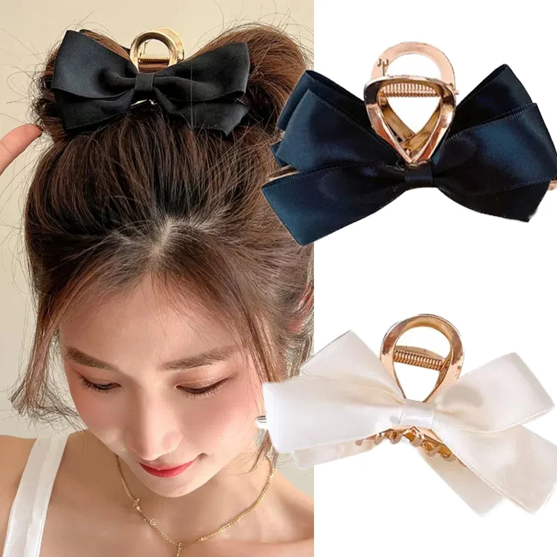 Elegant Big Hair Clip Hair Bow Hair Claw For Women Metal Hairpins