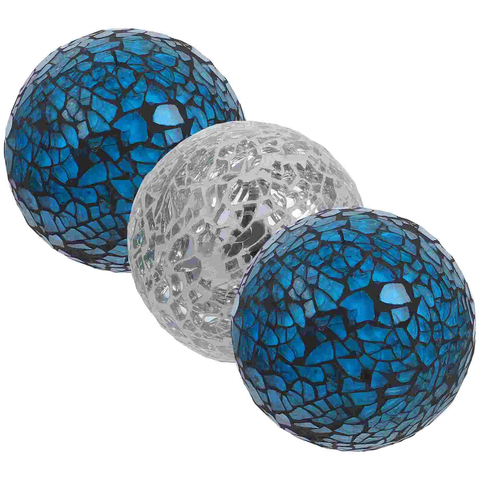 

3 Pcs Cracked Glass Ball Flower Vases Party Props Decorative Bowl Balls Mosaic Gift Foam Office Sphere Round Decoration