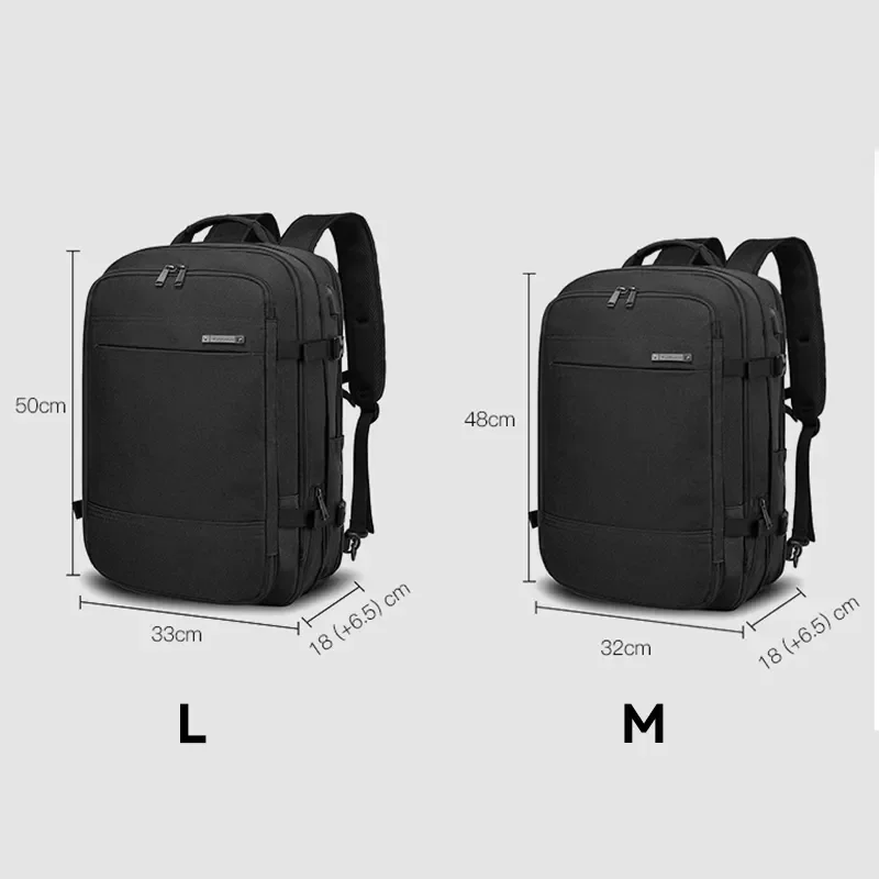 40L Mens Expandable Large Capacity USB Charging Canvas Waterproof Backpack 17.3 Inch Laptop For Business Travel