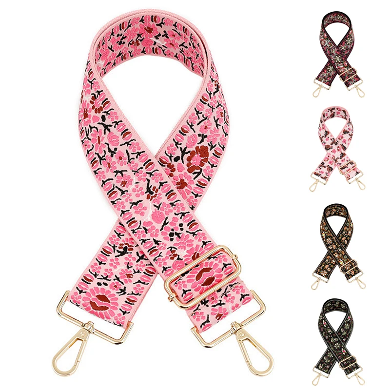 

Replacement Adjustable Handbag Shoulder Straps Women All-match Casual Jacquard Flower Crossbody Wide Strap Bag Accessories