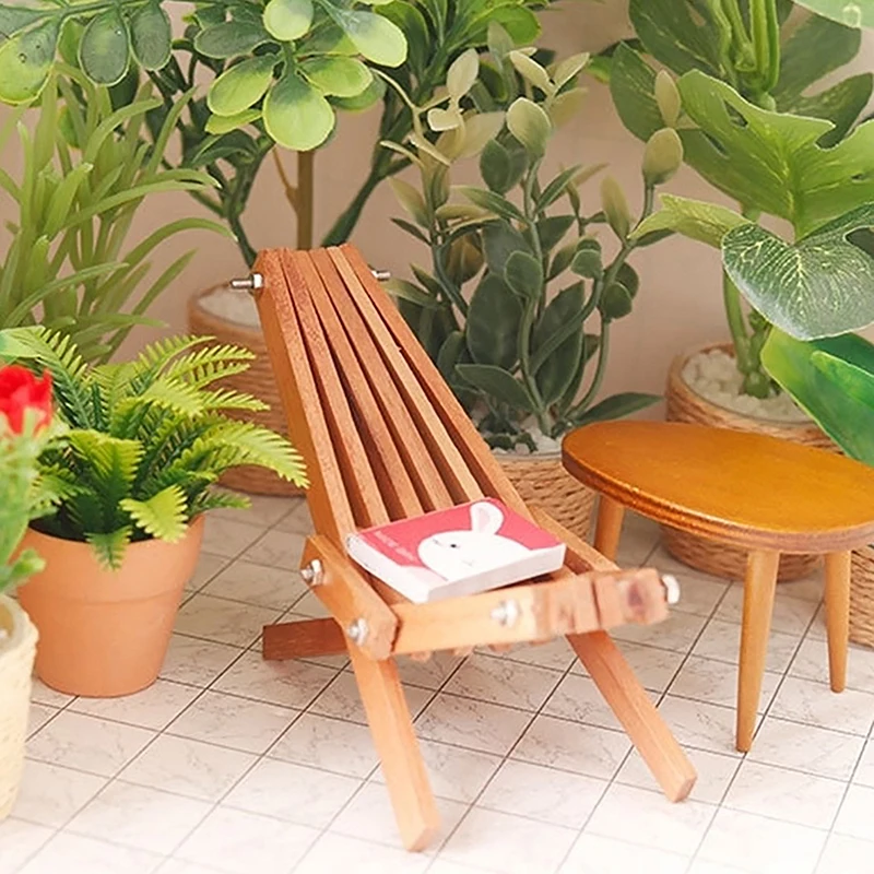 

1Pcs 1:12 Scale Dollhouse Miniature Wooden Chair Folding Chair Armchair Furniture Model Decor Toy Doll House Accessories