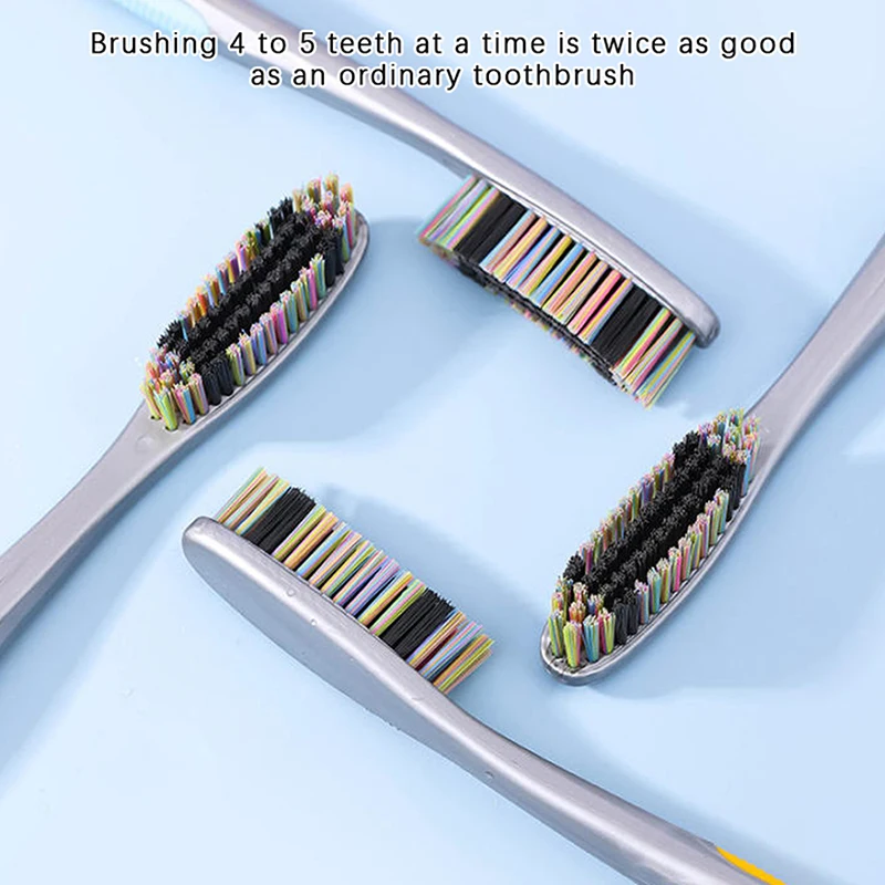 1/5개 대형 헤드 브리슬 칫솔 성인용 미끄럼 방지 와이드 디자인 깊은 구강 청소 치아 얼룩 및 담배 얼룩 제거