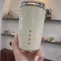 Original SMEG  Hot Coffee Insulated Stainless Steel Thermal Glass Mug Sport Bottle with Compartment Water White Thermos 3