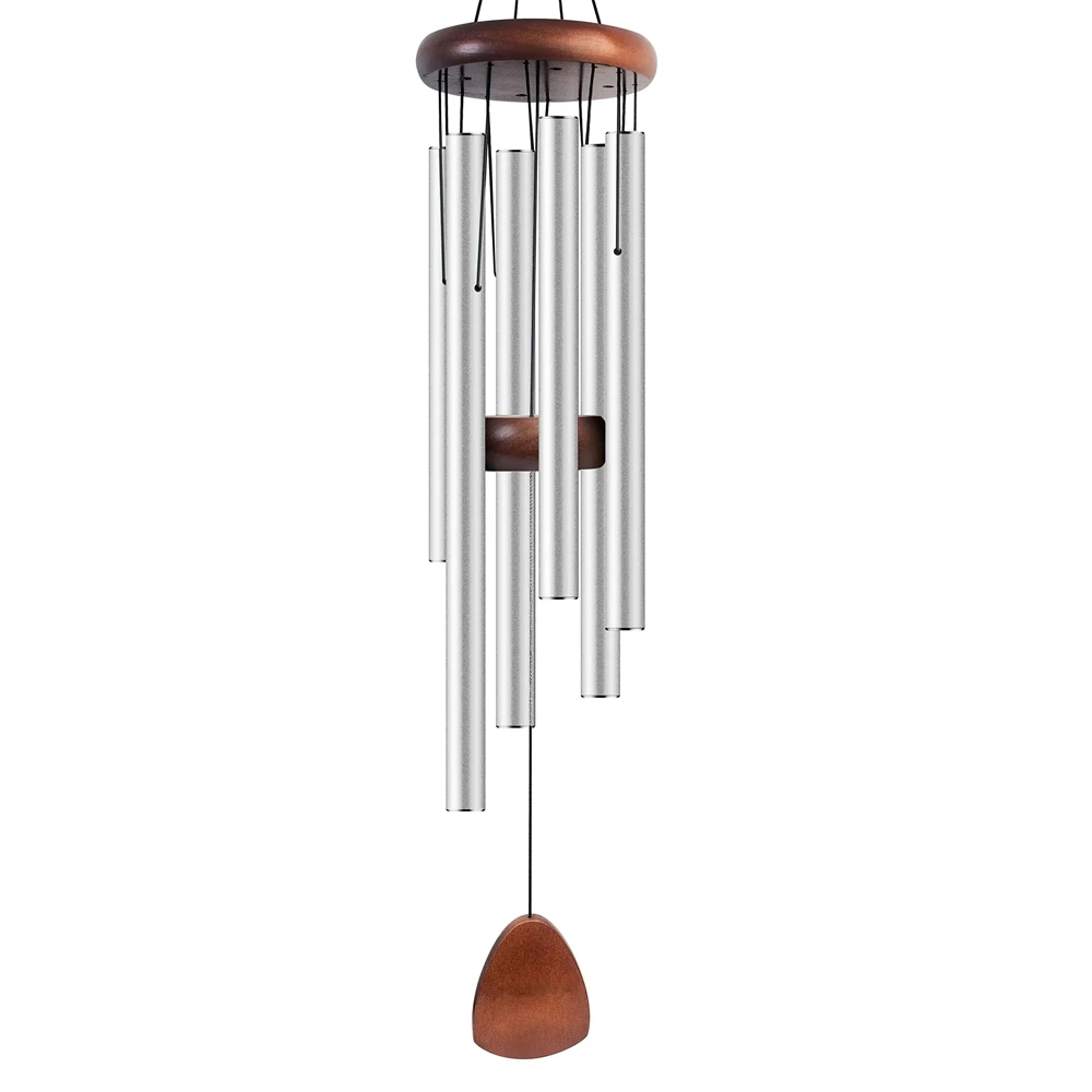 

37 Inches Silver Large Aluminium Wind Chimes 6 Tubes Wind Chimes Pendant Outdoor Yard Garden Home Decoration