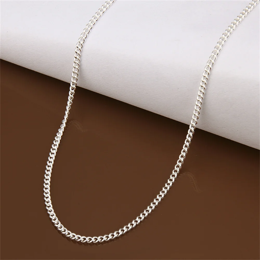 Andara 16-30'' 2MM Sideways Cuban 925 Sterling Silver Necklace Women Men Fashion Wedding Engagement Jewelry Gift