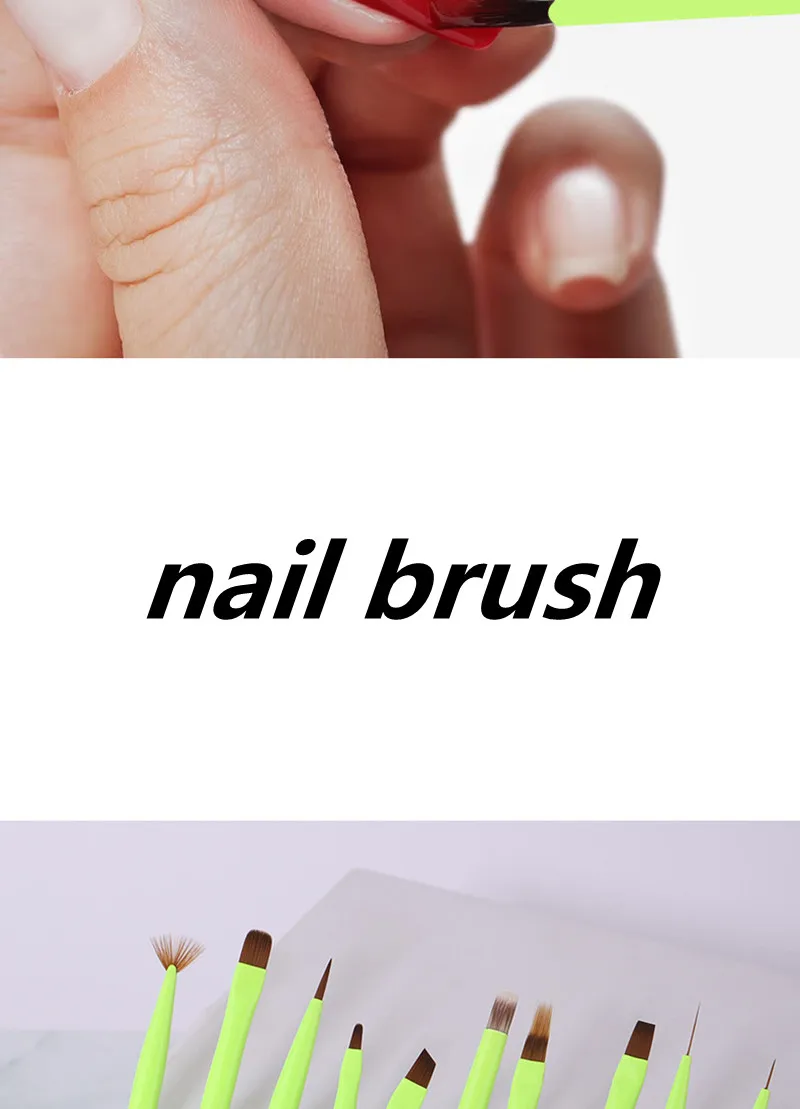Grüner Nagelpinsel, Gelpinsel für Maniküre, Acryl, UV-Gel, Verlängerungsstift, Nagellack, Malerei, Zeichenpinsel – Detail 3