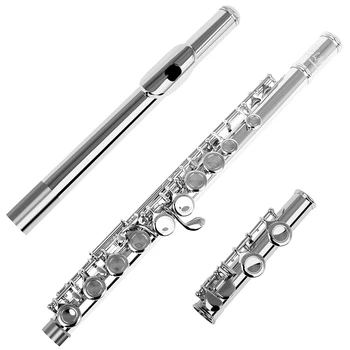 SLADE 16 Closed Open Holes C Key Professional Transverse Flute Concert Musical Instrument with Box