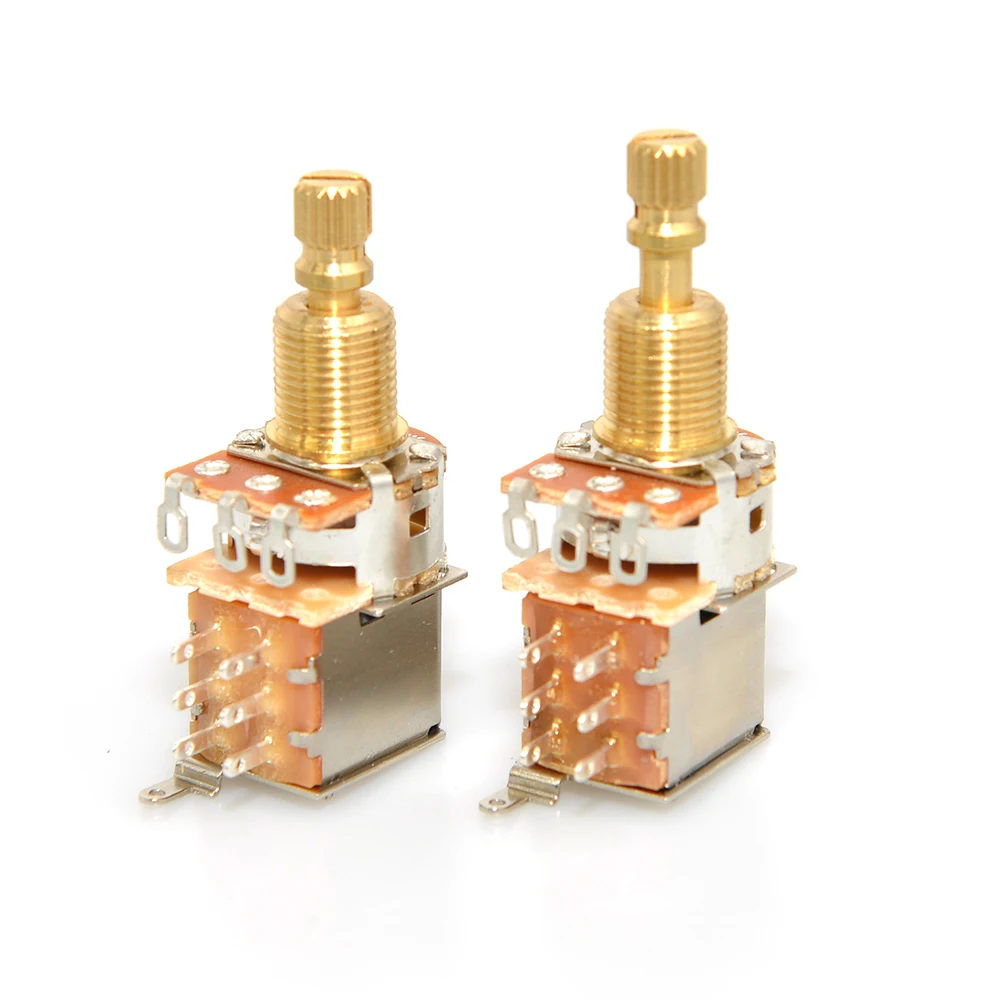 Guitar Potentiometer 1pcs Push/Push A250K/B250K/A500K/B500K Brass Short Long Split Shaft New Version No Pull Anymore