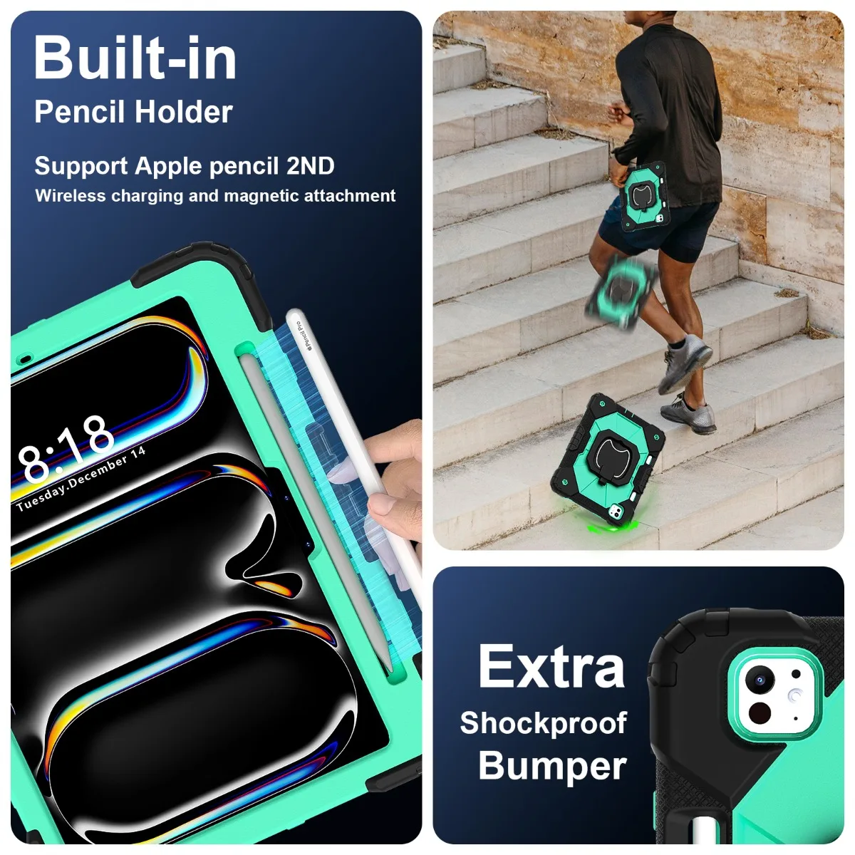 Shockproof Rotating Stand Tablet Case with Enhanced Protection