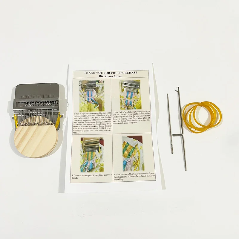 Mini Darning Loom Machine DIY Apparel Sewing Small Loom Small Mender for Darning Machine with Instructions Accessories knitting craft supplies knitting loom