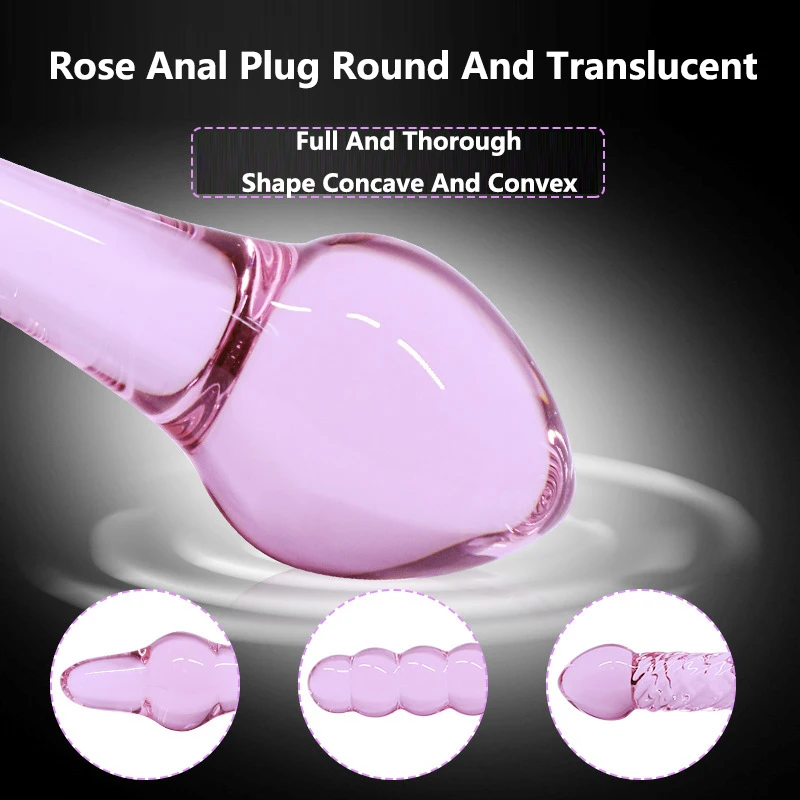 Estilos Glass 4 Consolador Rosa Rosa Forma de flor l Anal Butt Plug Self Comfort Masturbador Juguetes sexuales para W_voghion.com