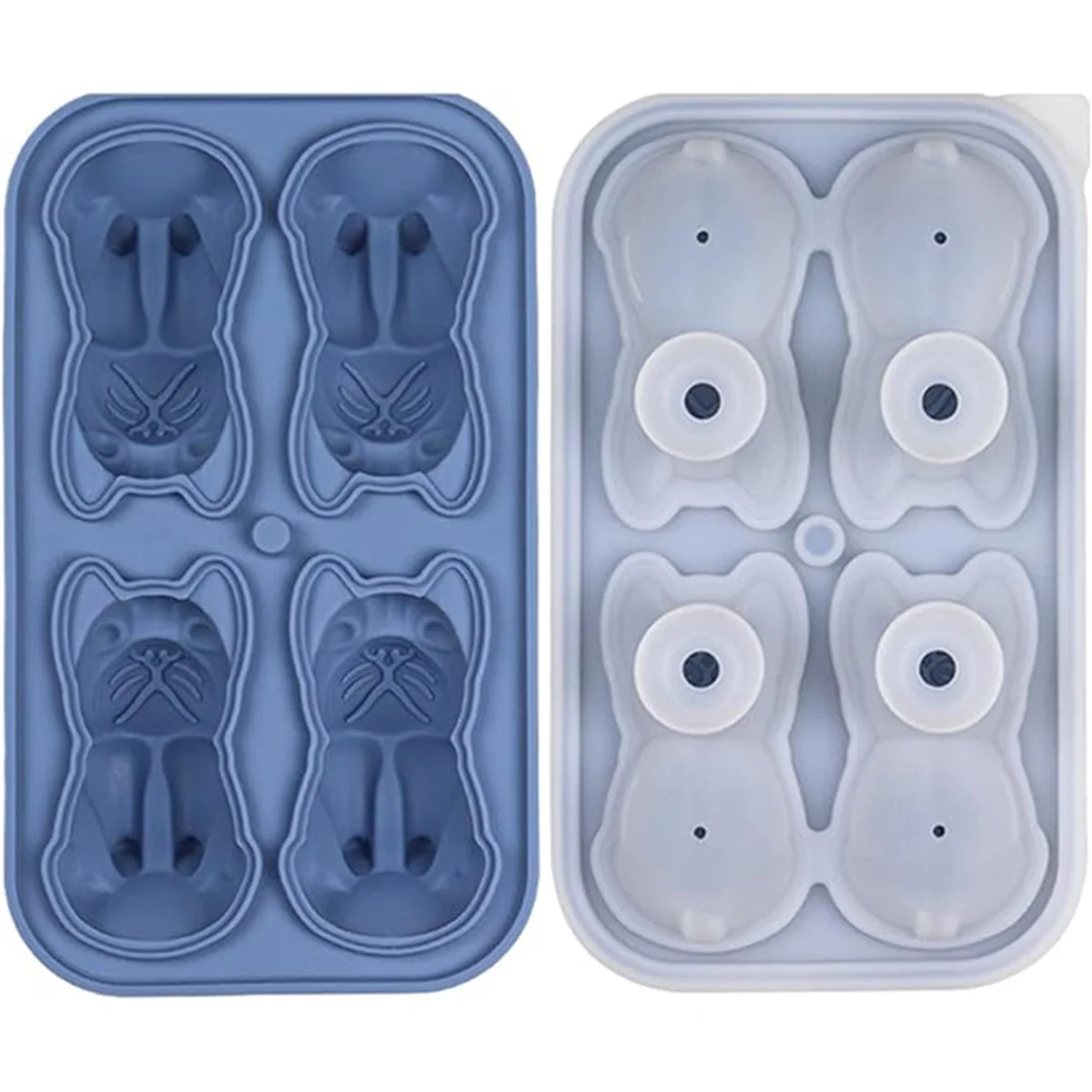 

Ice-Cube Tray with Lid - 3D French Bulldog,2 Inch Ice-Cube Molds,4 Hole Shapes Big Silicone Ice-Cube Trays for Whiskey,B