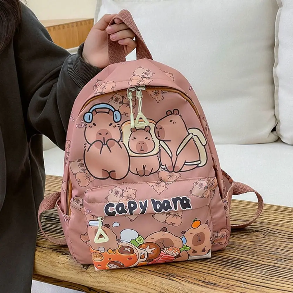 Cute Large Capacity Capybara Backpack Breathable Cartoon Student Schoolbag Nylon Ultra-light Book Bag 4