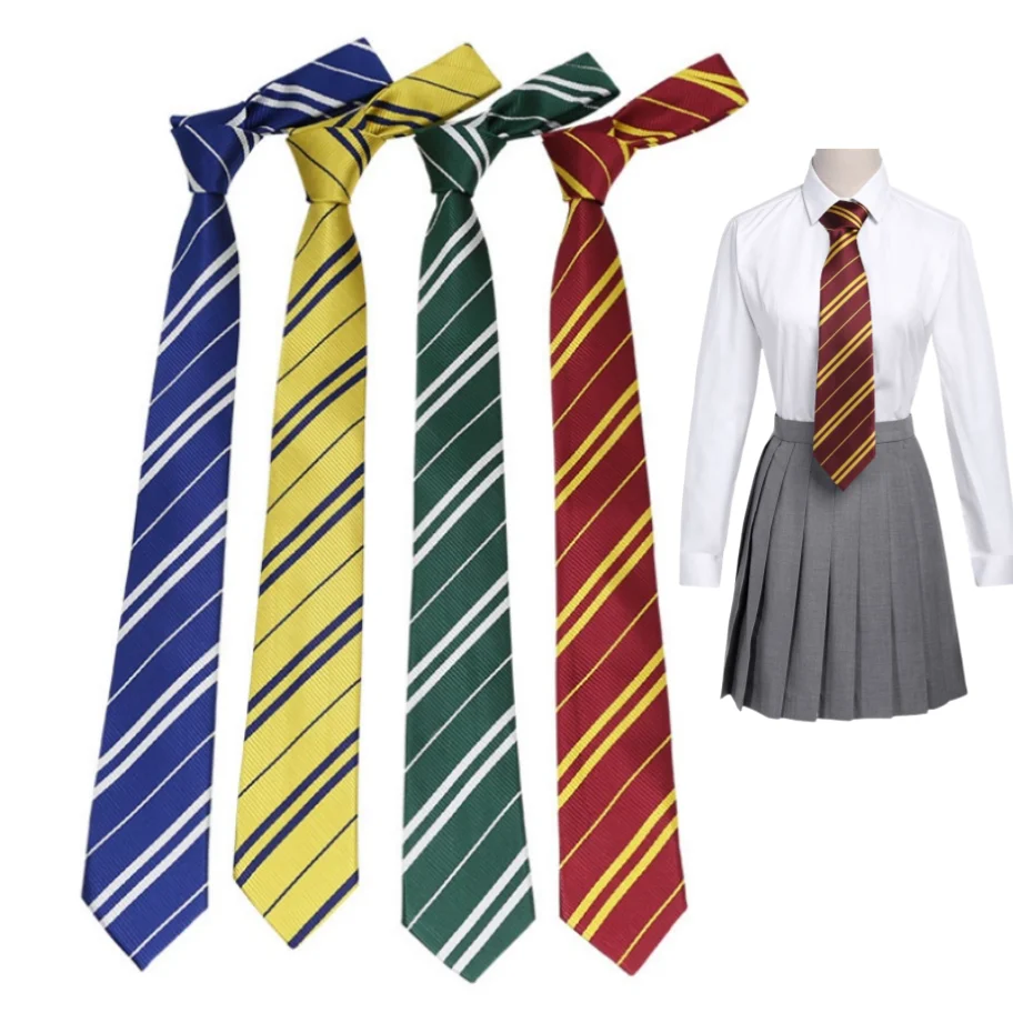 4 Farben Harried Poter Krawatte Magic School Schmale gestreifte Krawatte Halloween Cosplay Krawatte Zugang Mottoparty Kostüm Requisiten 145 cm – Detail 9